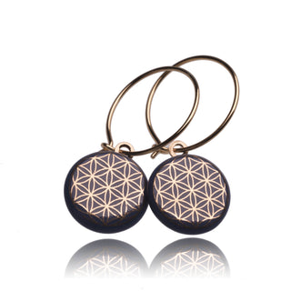 Boucles d'oreilles Fleur de Vie Or & Noir