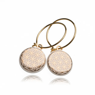 Earrings Flower of Life Gold & White