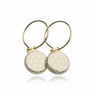 Boucles d'oreilles Fleur de Vie Or & Menthe