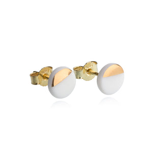 Flower of Life Gold & White Stud Earrings