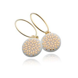 Boucles d'oreilles Goutte Doré & Blanc
