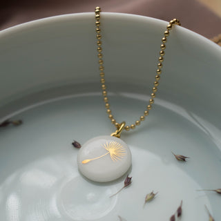 Dandelion Necklace Gold & White