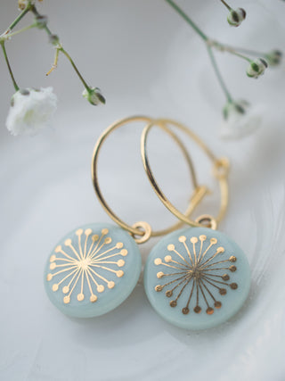Boucles d'oreilles Fiori Or & Menthe