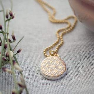 Collier Fleur de Vie Or & Blanc