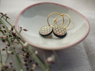 Boucles d'oreilles Fleur de Vie Or & Noir