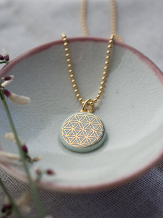 Collier Fleur de Vie Or & Menthe
