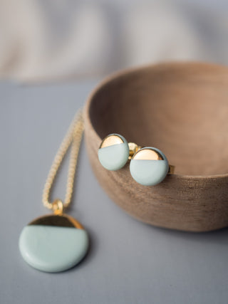 Boucles d'oreilles clous Sunrise Or & Menthe