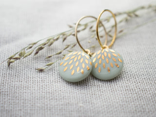 Boucles d'oreilles gouttes magiques or & menthe