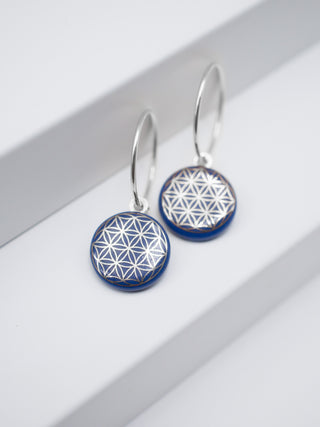 Earrings Flower of Life Gold & Black