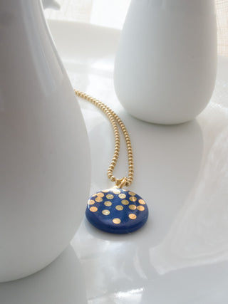 Collier Argent Pluie Doré & Bleu