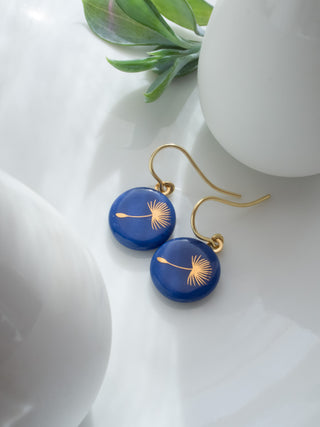 Ohrringe Pusteblume Gold & Blau