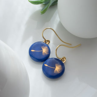 Ohrringe Pusteblume Gold & Blau