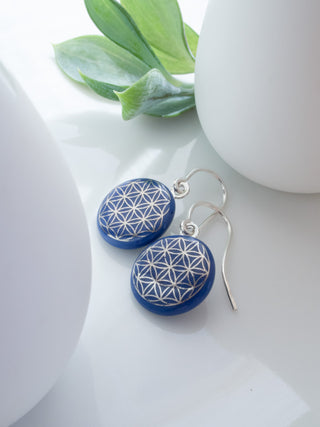 Earrings Flower of Life Gold & Black