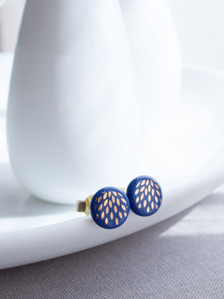 Flower of Life Gold & White Stud Earrings