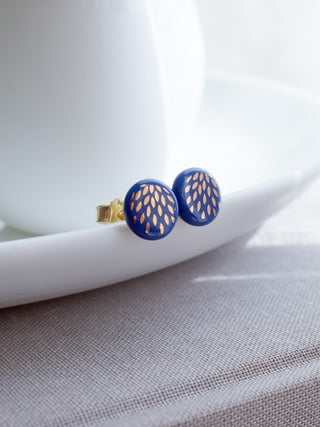 Flower of Life Gold & White Stud Earrings