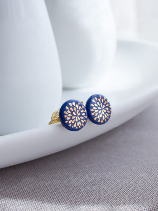 Ohrstecker Tropfen Gold & Blau