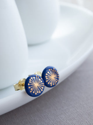 Fiori Gold & Black Stud Earrings