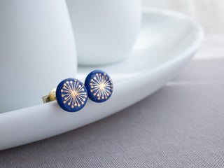 Fiori Gold & Black Stud Earrings