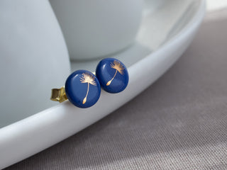 Ohrstecker Pusteblume Gold & Blau