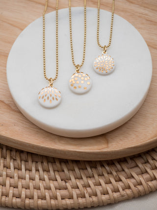 Dandelion Necklace Gold & White