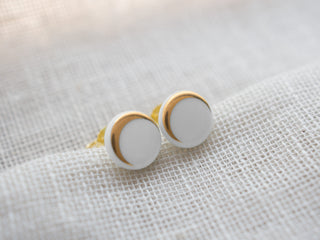 Stud Earrings Luna Gold &amp; White