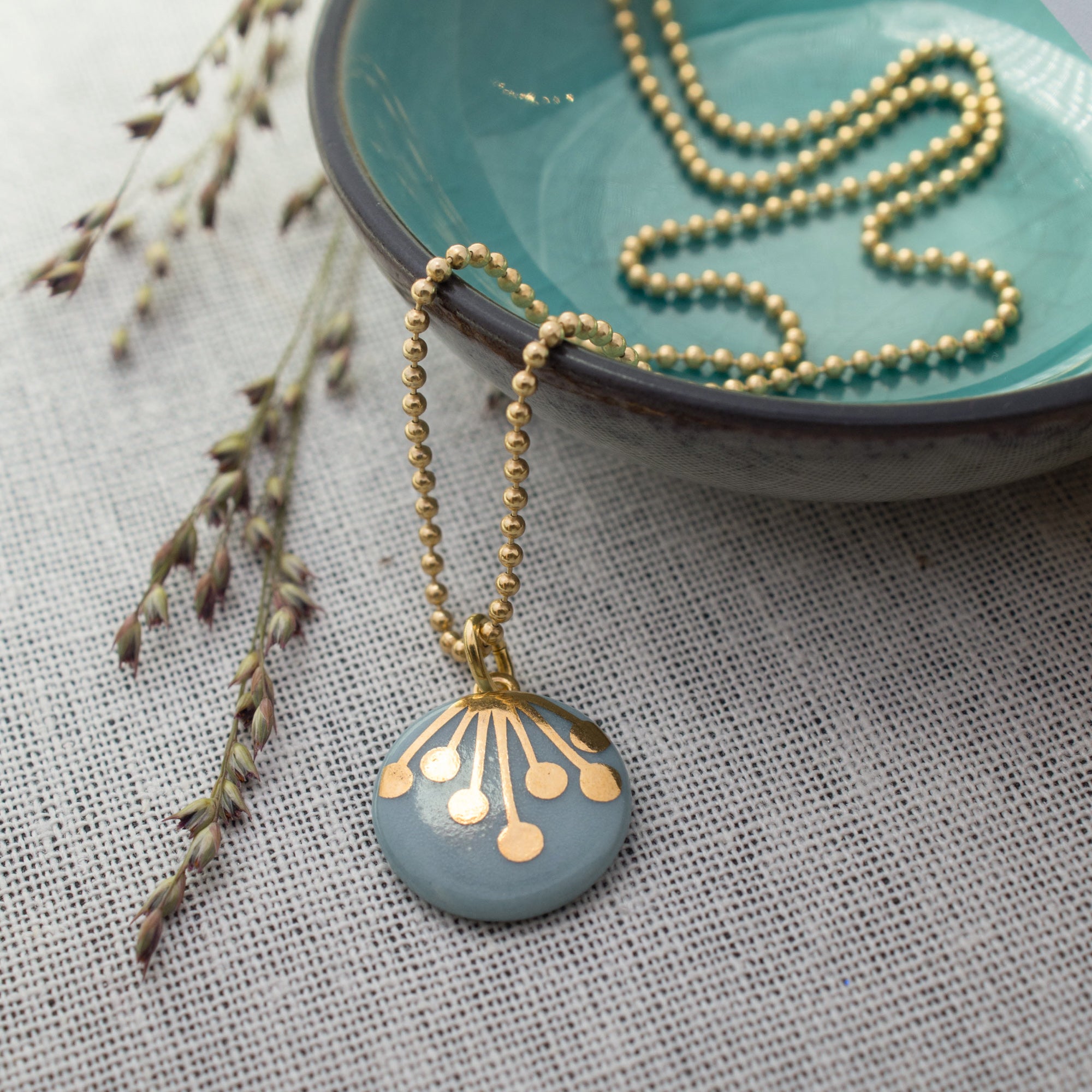 Collier Fiori Or & Turquoise