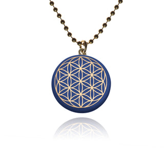 Kette Lebensblume Gold & Blau