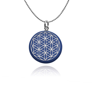 Kette Lebensblume Silber & Blau