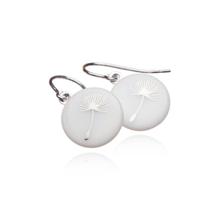 Boucles d'oreilles pissenlit argent &amp; blanc 