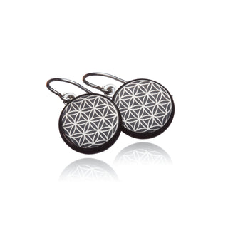 Earrings Flower of Life Gold &amp; Black