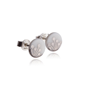 Boucles d'oreilles clous Dolde argent &amp; blanc