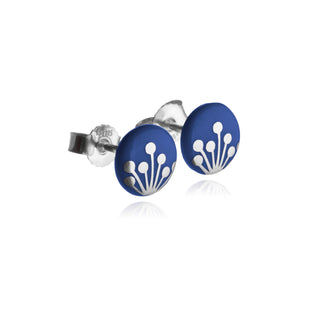 Boucles d'oreilles clous Dolde argent &amp; bleu