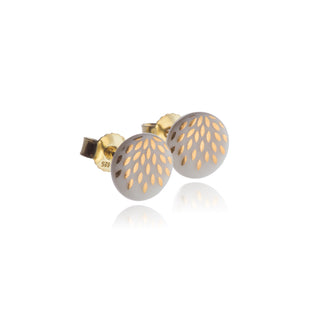 Flower of Life Gold &amp; White Stud Earrings