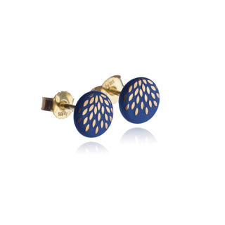 Boucles d'oreilles puces gouttes magiques or &amp; bleu 