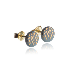 Flower of Life Gold &amp; White Stud Earrings