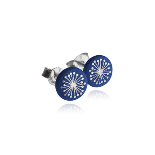 Boucles d'oreilles puces Fiori argent &amp; bleu