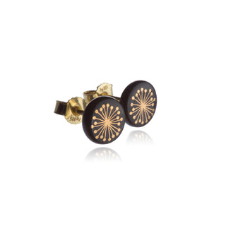 Fiori Gold &amp; Black Stud Earrings