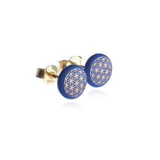 Flower of Life Gold &amp; White Stud Earrings