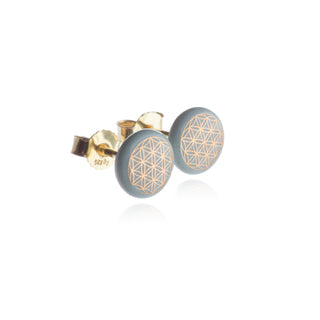 Flower of Life Gold &amp; White Stud Earrings