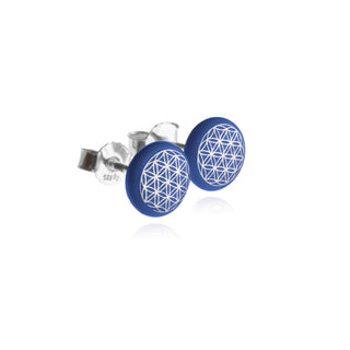 Ohrstecker Lebensblume Silber & Blau