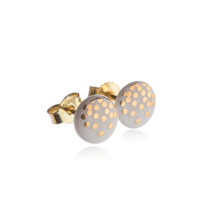 Gold Rain Stud Earrings Gold &amp; White