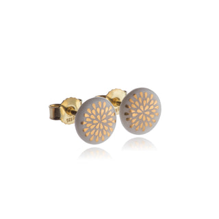 Flower of Life Gold &amp; White Stud Earrings