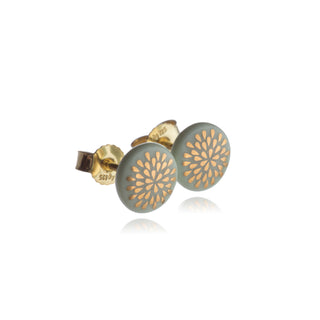 Flower of Life Gold &amp; White Stud Earrings