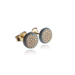 Flower of Life Gold &amp; White Stud Earrings