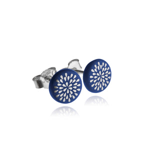 Boucles d'oreilles puces goutte argent &amp; bleu