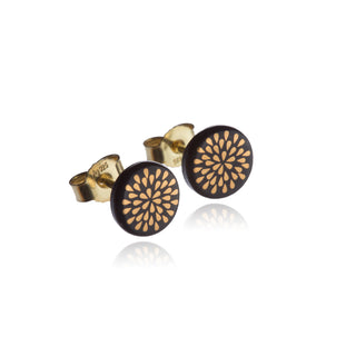 Flower of Life Gold &amp; White Stud Earrings