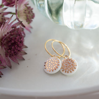 Boucles d'oreilles Goutte Doré &amp; Blanc