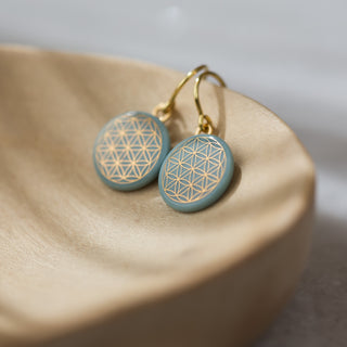 Earrings Flower of Life Gold &amp; Turquoise