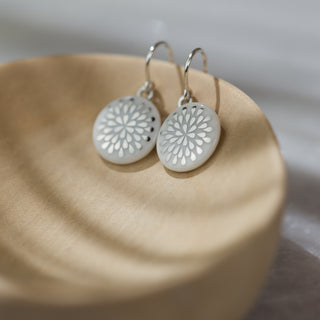 Boucles d'oreilles Goutte Argent &amp; Blanc