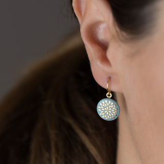 Earrings Drop Gold &amp; Turquoise